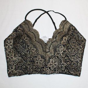Crop Top Gold Lace/ Black